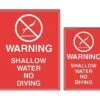 Warning Shallow Water Sign -Swimming Gear Shop 18148