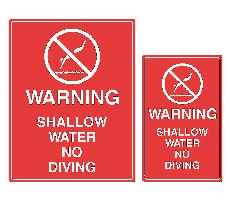 Warning Shallow Water Sign 3 Warning Shallow Water Sign