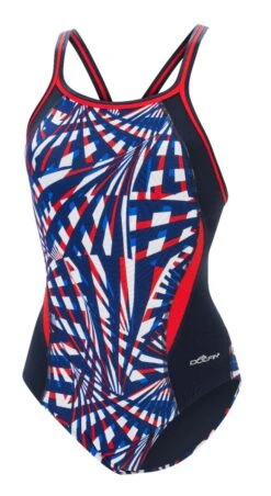 Dolfin Women's Print Color Block DBX Back One Piece -Swimming Gear Shop 5m00 b41d front