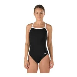 Speedo Solid Endurance Flyback -Swimming Gear Shop 819016 black white front