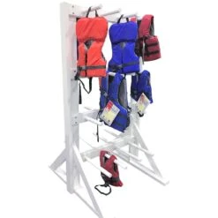 Life Jacket Rack - 32 Capacity 8 Life Jacket Rack - 32 Capacity -Swimming Gear Shop 9022 left side with vests