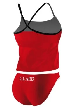 RISE Guard Poly 2-Piece Color Trim Tankini -Swimming Gear Shop lgs79gu back red black